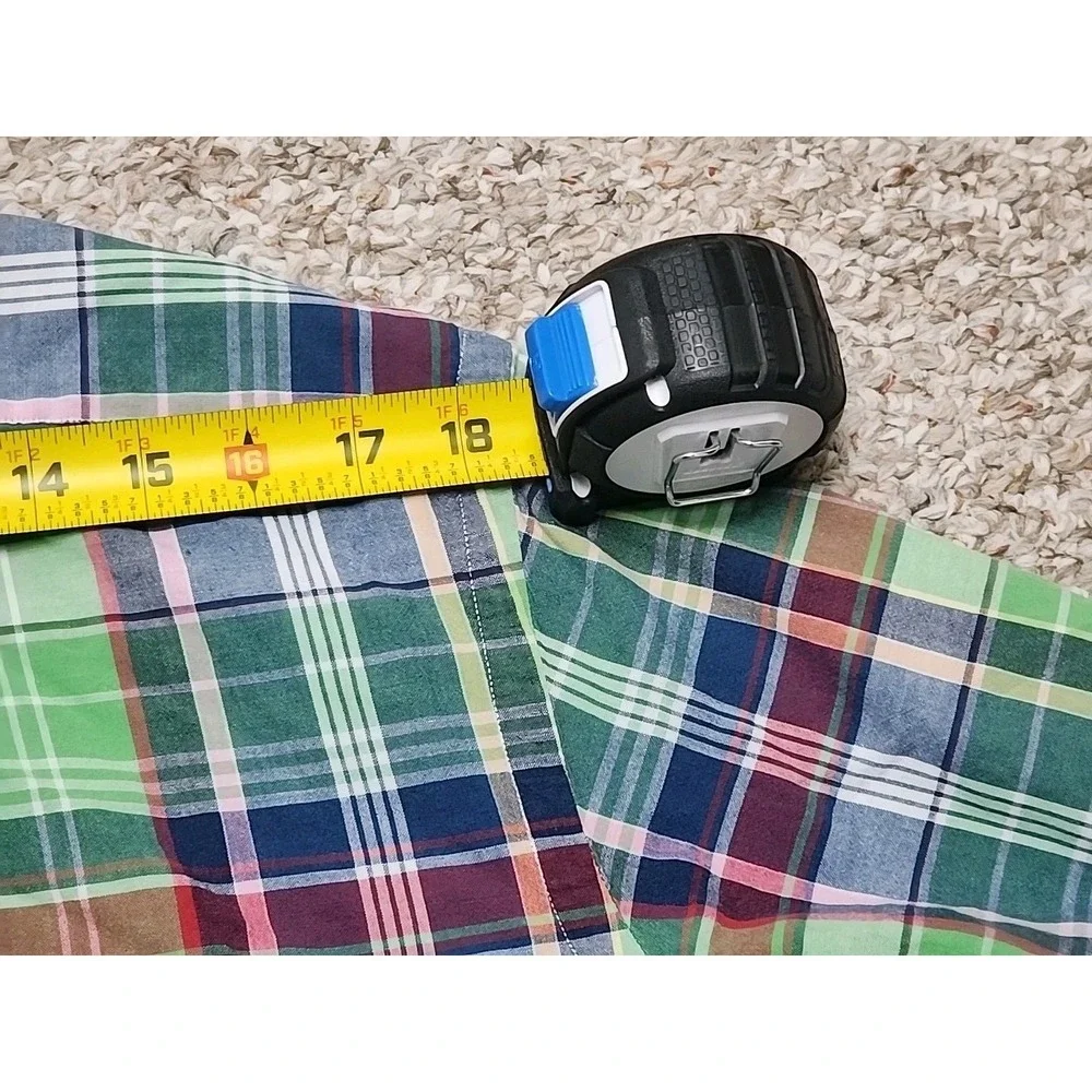 Ralph Lauren Shirt Men L Green Pink Multi Plaid Button Up Classic Fit Short Slee
